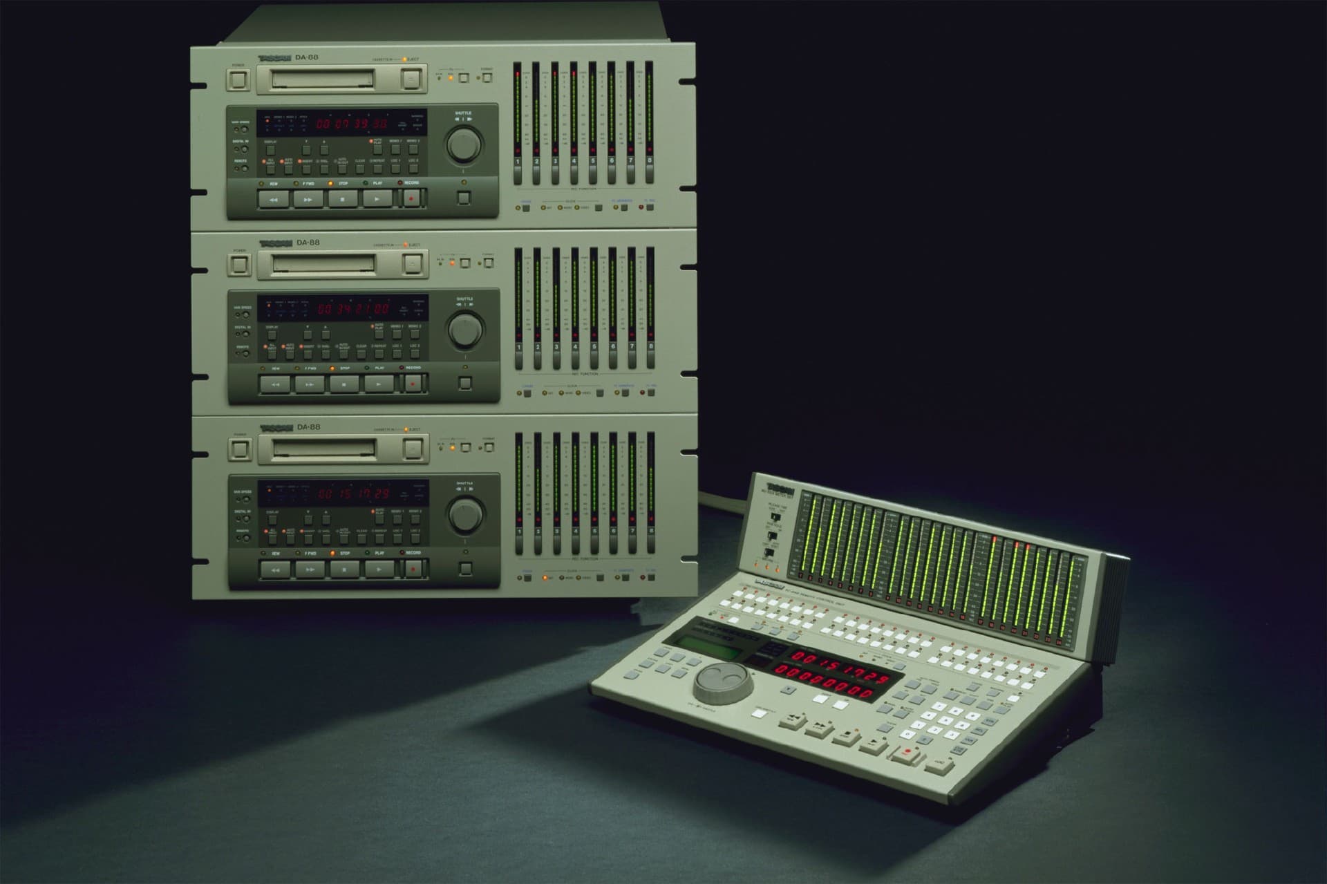 TASCAM DA-88 digital multitrack recorders and mixing console
